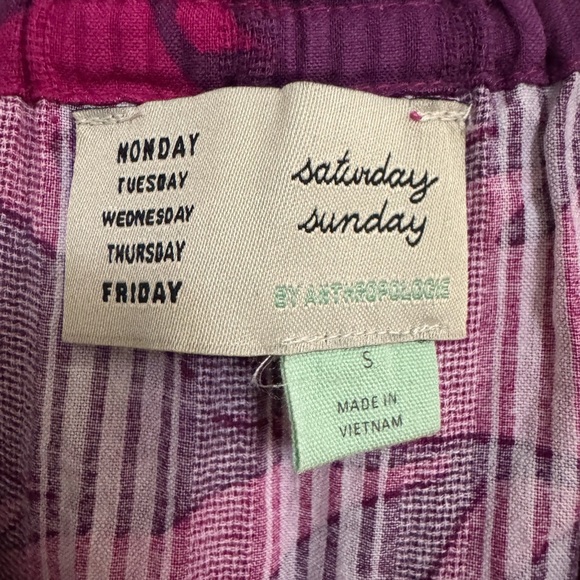 Anthropologie Saturday Sunday Magenta Purple Floral Maxi Dress 100% Cotton SizeS - Picture 3 of 9